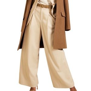 Wide Leg High Rise Flannel Trouser